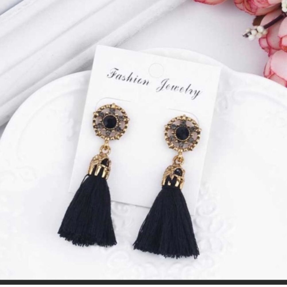 New Black & Tassel Earrings